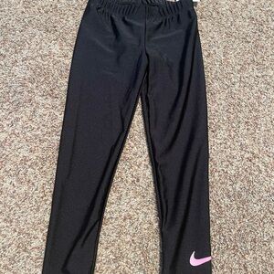 Nike Kids Black Leggings with Pink Swoosh